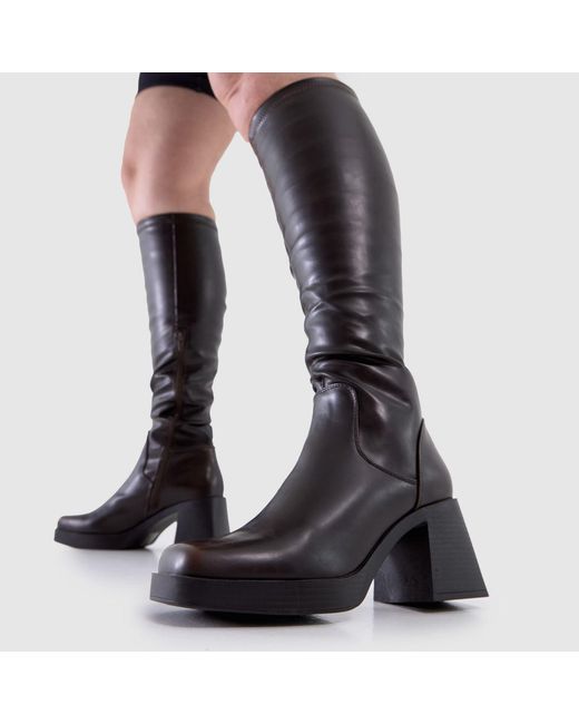 Schuh Black Doja Platform Knee High Boots