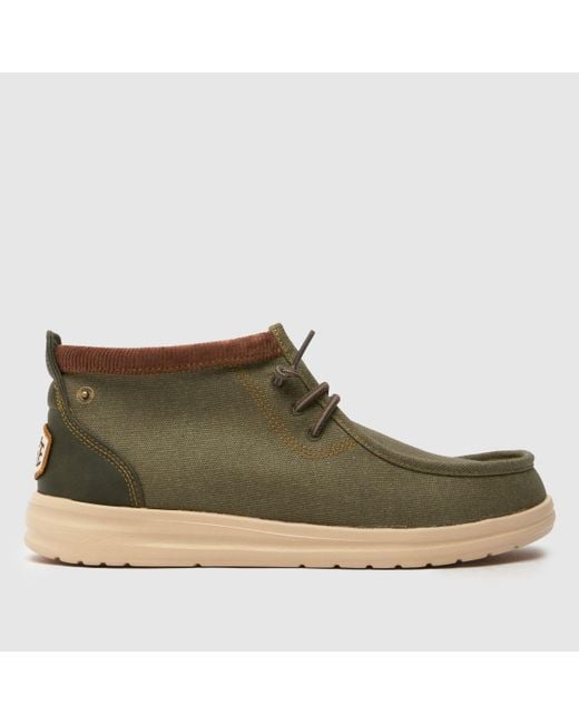 HeyDude Green Wally Mid Workwear Trainers In for men