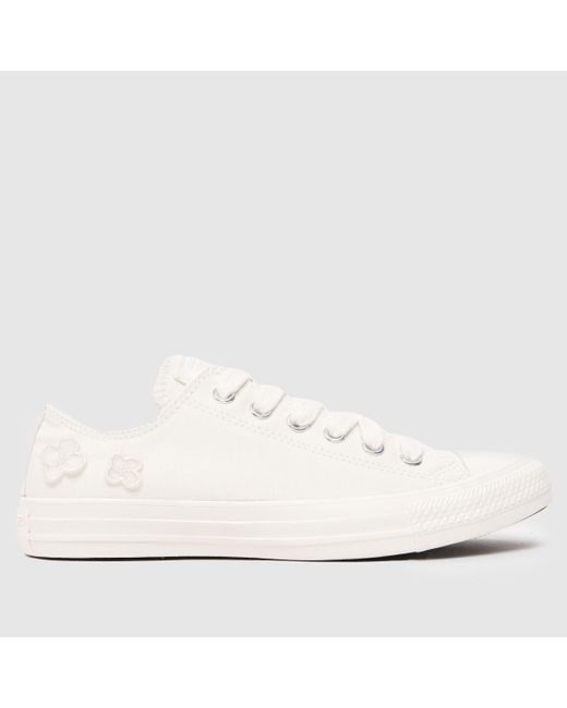 Converse White All Star Ox Flower Play Trainers In