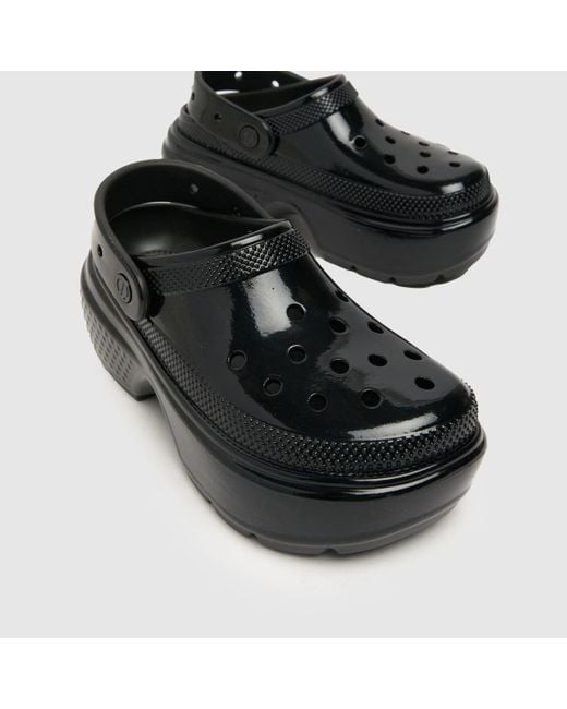 CROCSTM Black Stomp High Shine Clog Sandals In