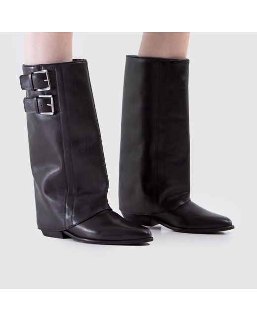 Schuh Black Dawn Leather Skirt Boots