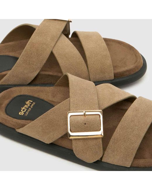 Schuh Brown Tear Suede Footbed Sandals