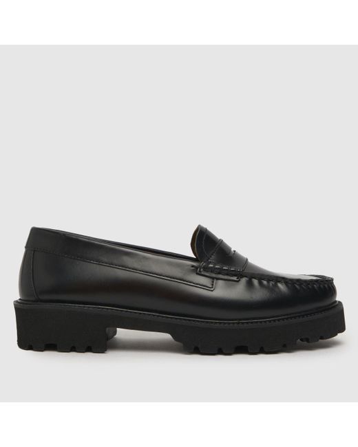 Schuh Black Women's Lionel Chunky Leather Loafer Flat Shoes