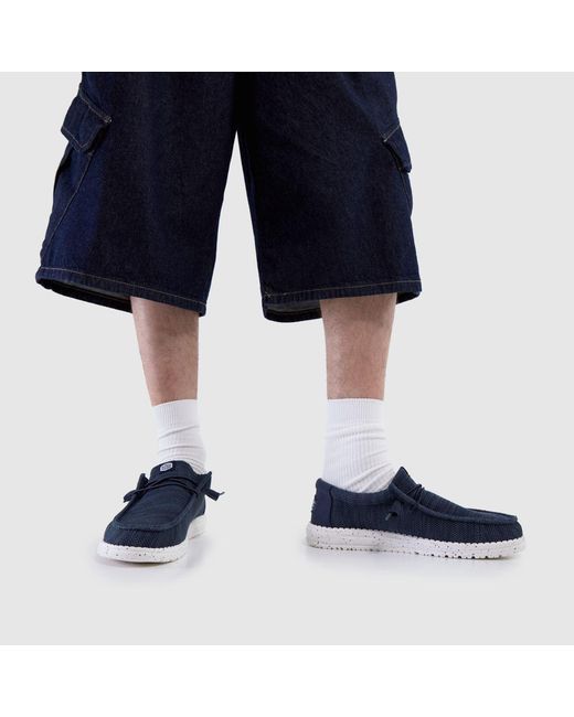 HeyDude Blue Wally Stretch Sox Shoes for men