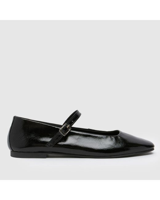 Schuh Black Layna Leather Ballerina Flat Shoes In