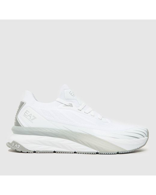 EA7 White Crusher Sonic Knit Sneaker Trainers In for men