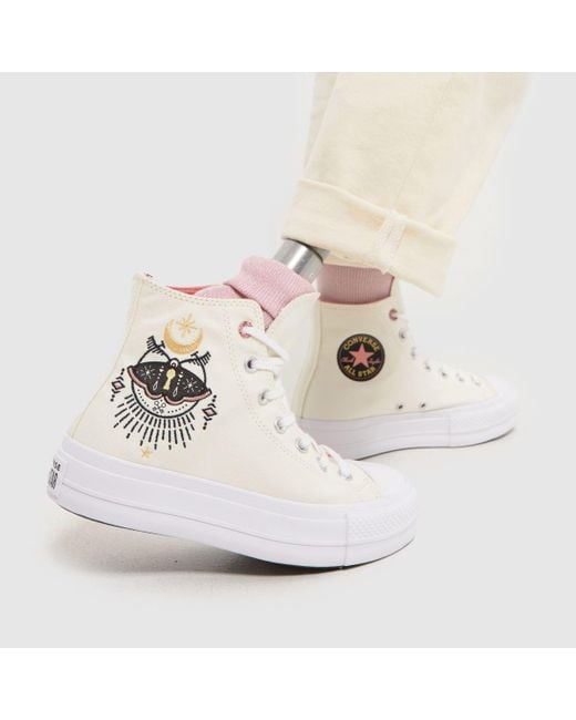 Converse White All Star Lift Hi Boho Trainers In