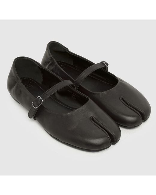 Schuh Black Lusia Leather Split Toe Ballet Flats