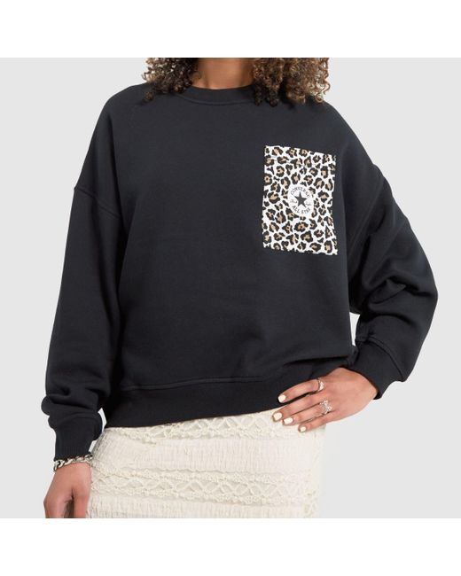 Converse Black Leopard Sweatshirt In