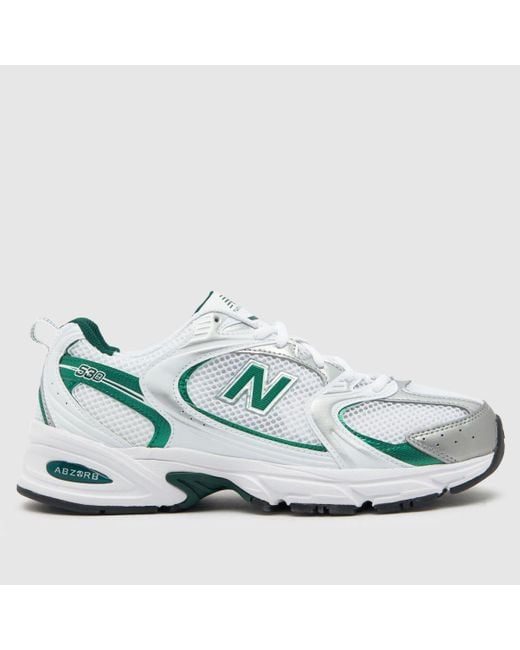 New Balance Blue 530 Trainers In White & Green for men