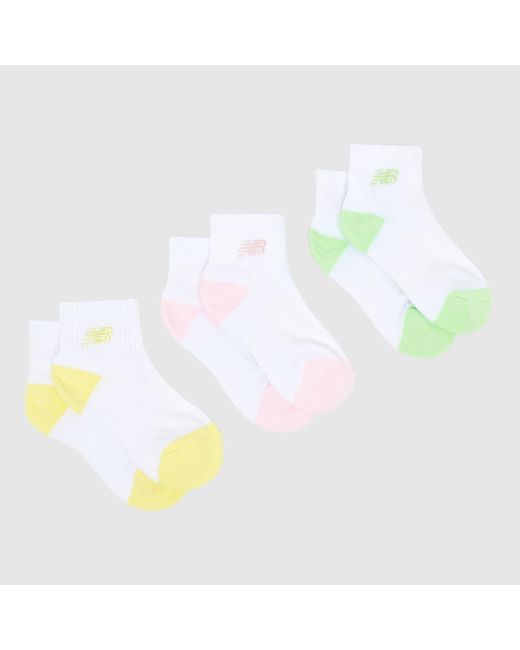 New Balance White Kids Ankle Embroidered Socks