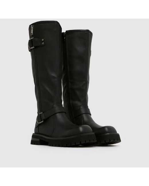 SIMMI Black Dexter Biker Knee High Boots