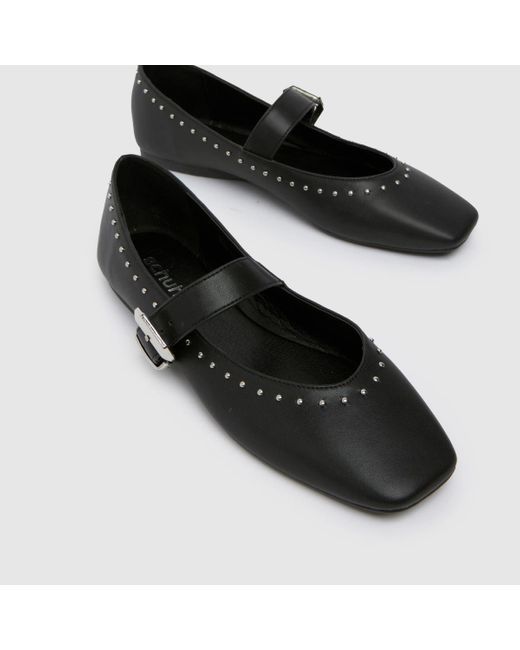 Schuh Black Lucy Studded Ballerina Flat Shoes In