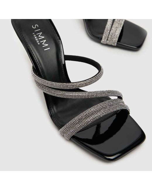 SIMMI Black Women's Zadal Mule High Heel Sandals