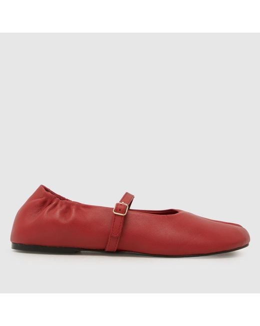 Schuh Red Lusan Split Toe Leather Ballet Flats