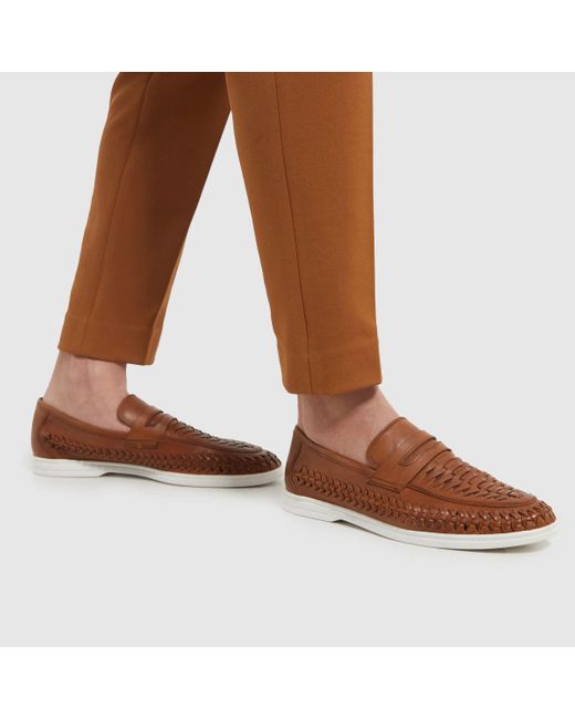 Schuh Brown Rees Woven Loafer Shoes In for men