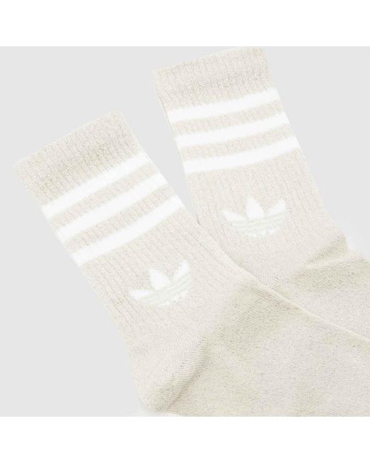Adidas White Glitter Crew Socks 2Pk