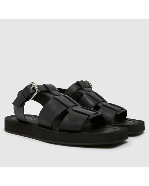 Schuh Black Thea Leather Fisherman Sandals In