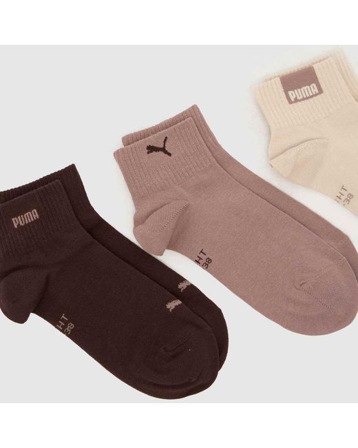 PUMA Multicolor Logo Quarter Socks 3 Pack