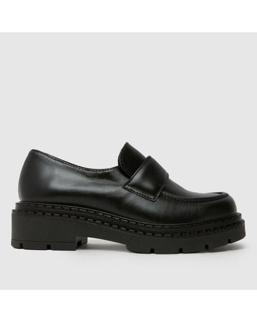 Schuh Black Lawson Chunky Leather Loafer Flats