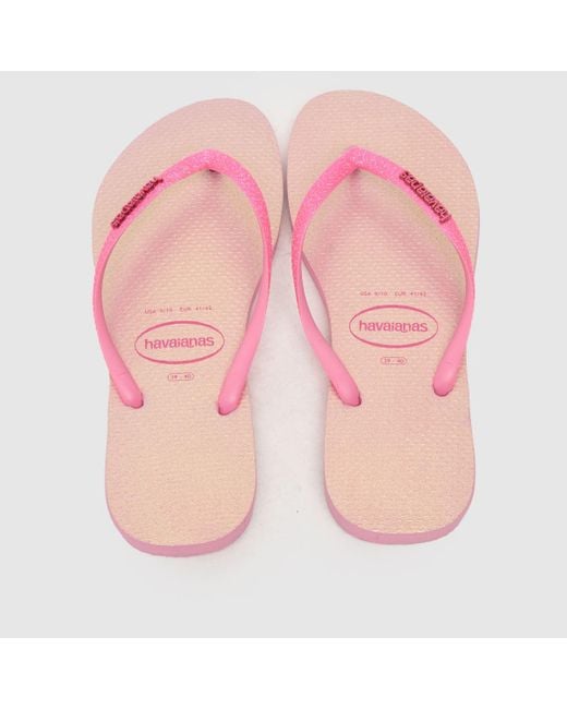 Havaianas Pink Slim Glitter Iridescent Sandals In