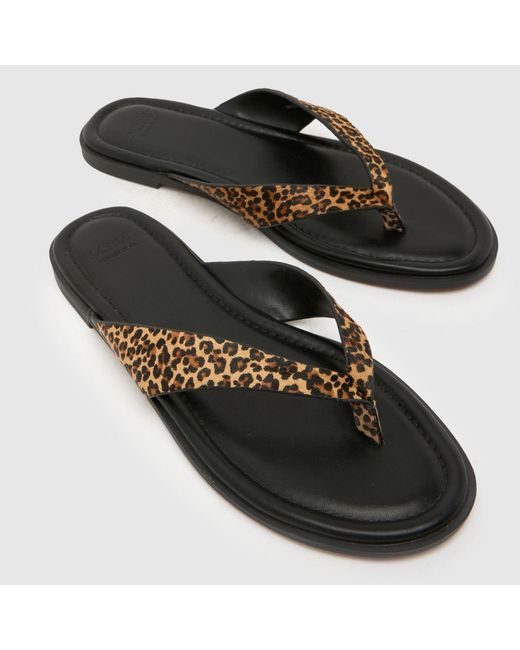 Schuh Black Thailand Leather Toe Post Sandals