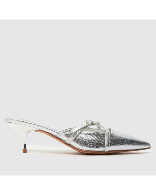 SIMMI White Caely Court Kitten Mule Low Heels In