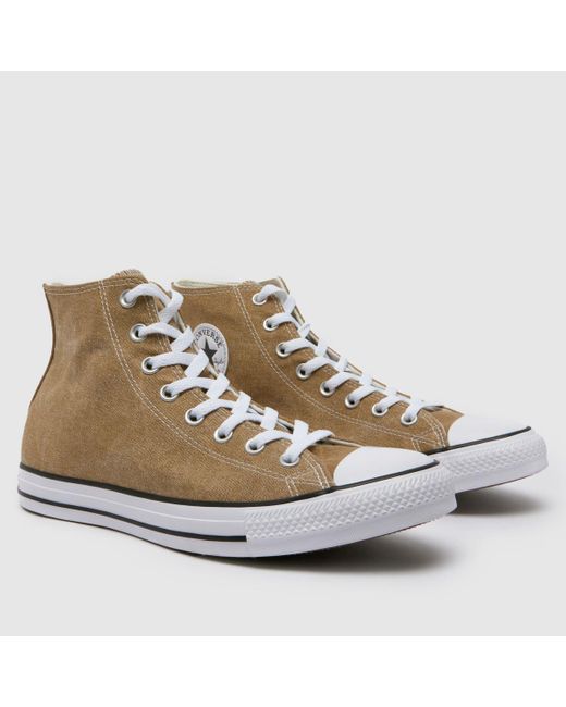 Converse Brown All Star Hi Washed Canvas Trainers In for men