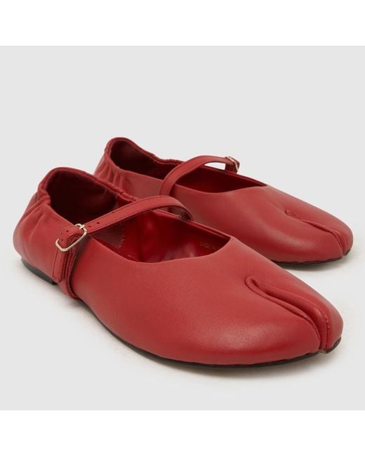 Schuh Red Lusan Split Toe Leather Ballet Flats