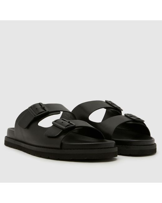 Schuh Black Swift Leather Sandals for men