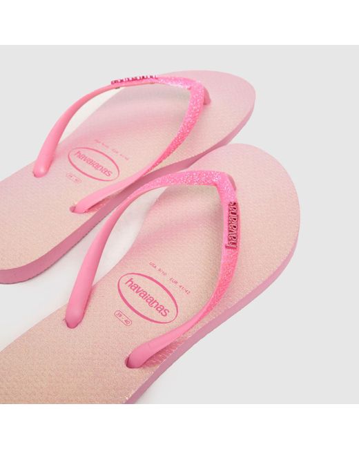 Havaianas Pink Slim Glitter Iridescent Sandals In
