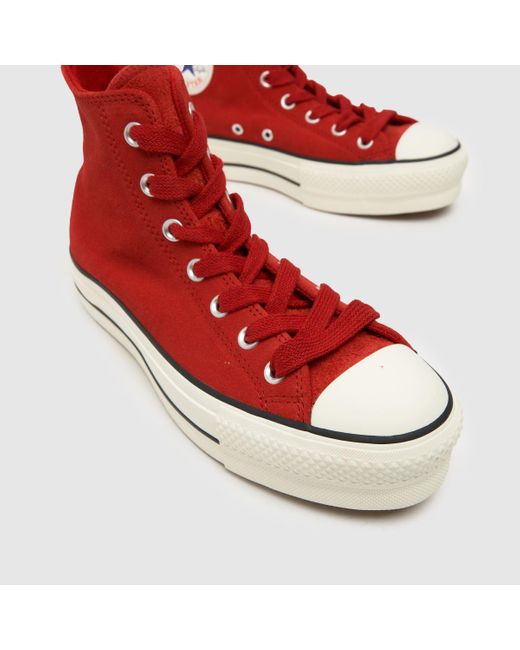 Converse Red All Star Lift Hi Trainers In