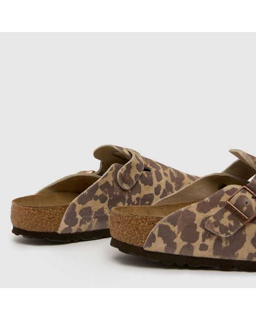 Birkenstock Brown Boston Leopard Clog Sandals