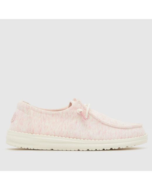 HeyDude Pink Wendy Stretch Jersey Trainers