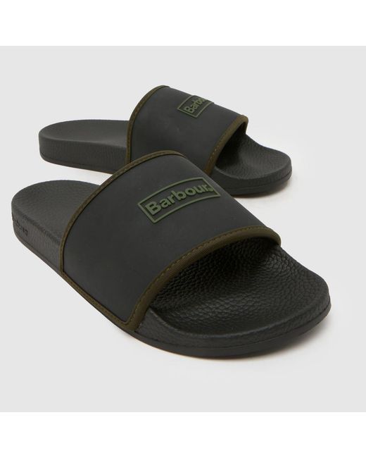 Barbour Black Cresswell Slider Sandals for men