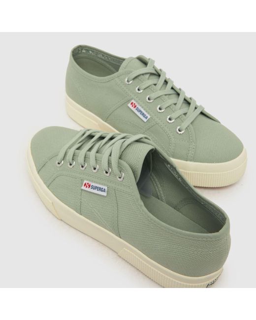 Superga Green 2740 Mid Flatform Trainers In
