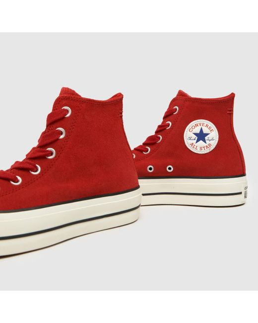Converse Red All Star Lift Hi Trainers In