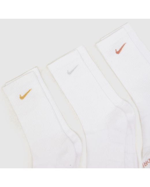 Nike White Everyday Plus Crew Socks 3Pk