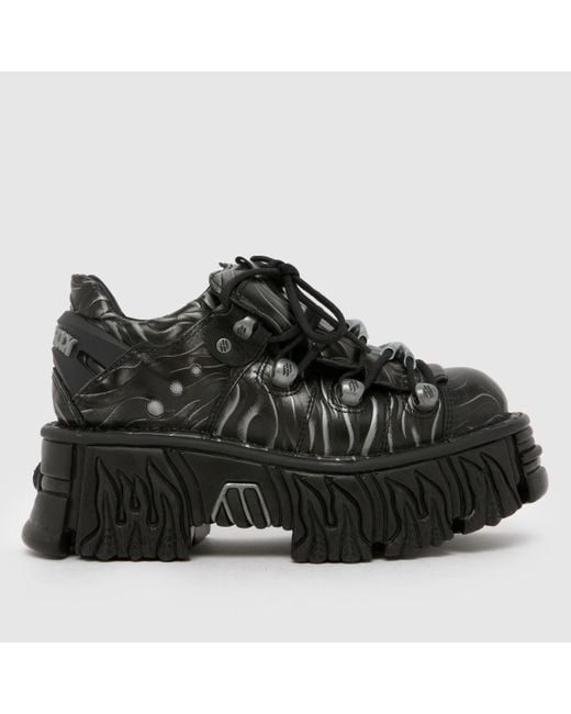 New Rock Black Flame Low Flats