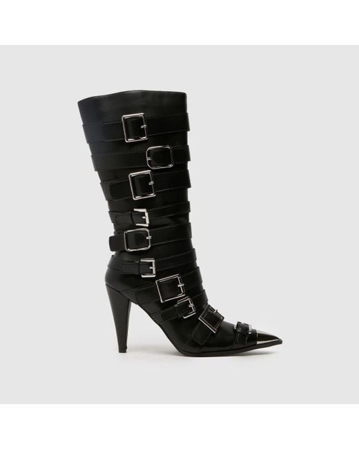 SIMMI Black Stapleton Buckle Heel Boots