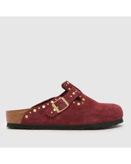 Birkenstock Red Boston Rivet Sandals