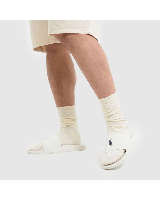 Polo Ralph Lauren White Slide Sandals In for men