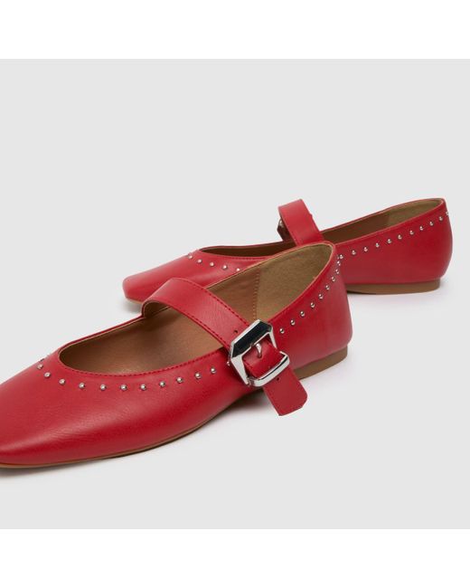 Schuh Red Lucy Studded Ballerina Flat Shoes In