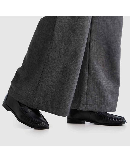 Schuh Black Lewis Leather Ruched Loafer Flats