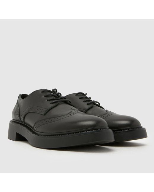 Schuh Black Lashes Leather Lace Up Flats