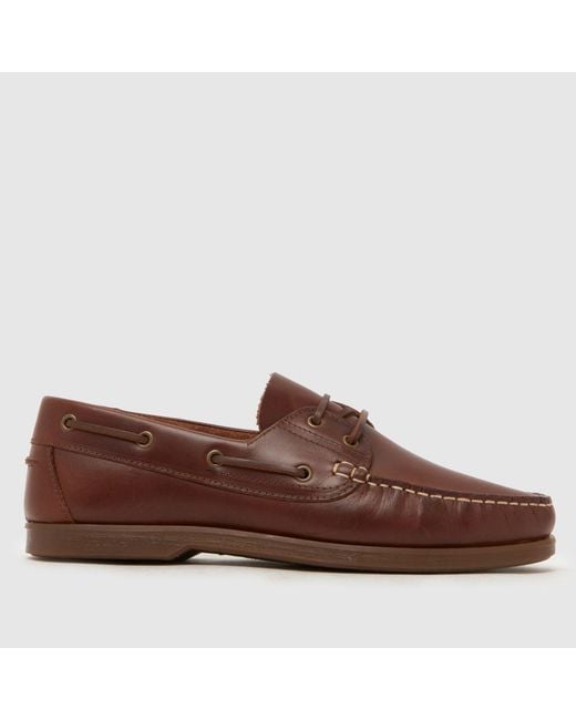 Schuh Brown Patient Leather Boat Shoes for men