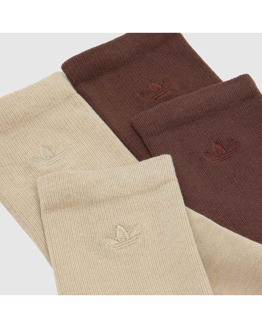 Adidas Brown Two-Toned Crew Sock 2 Pack