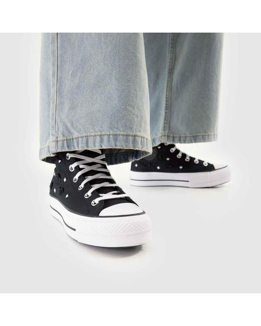 Converse Black All Star Lift Hi Stud Trainers