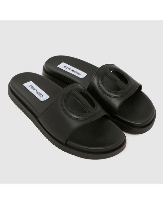 Steve Madden Black Mayke Slide Sandals