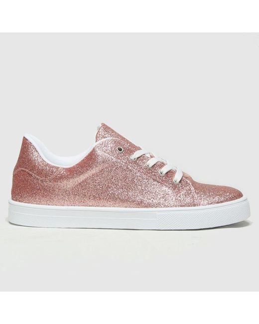 Schuh Pink Martha Glitter Lace Up Trainers